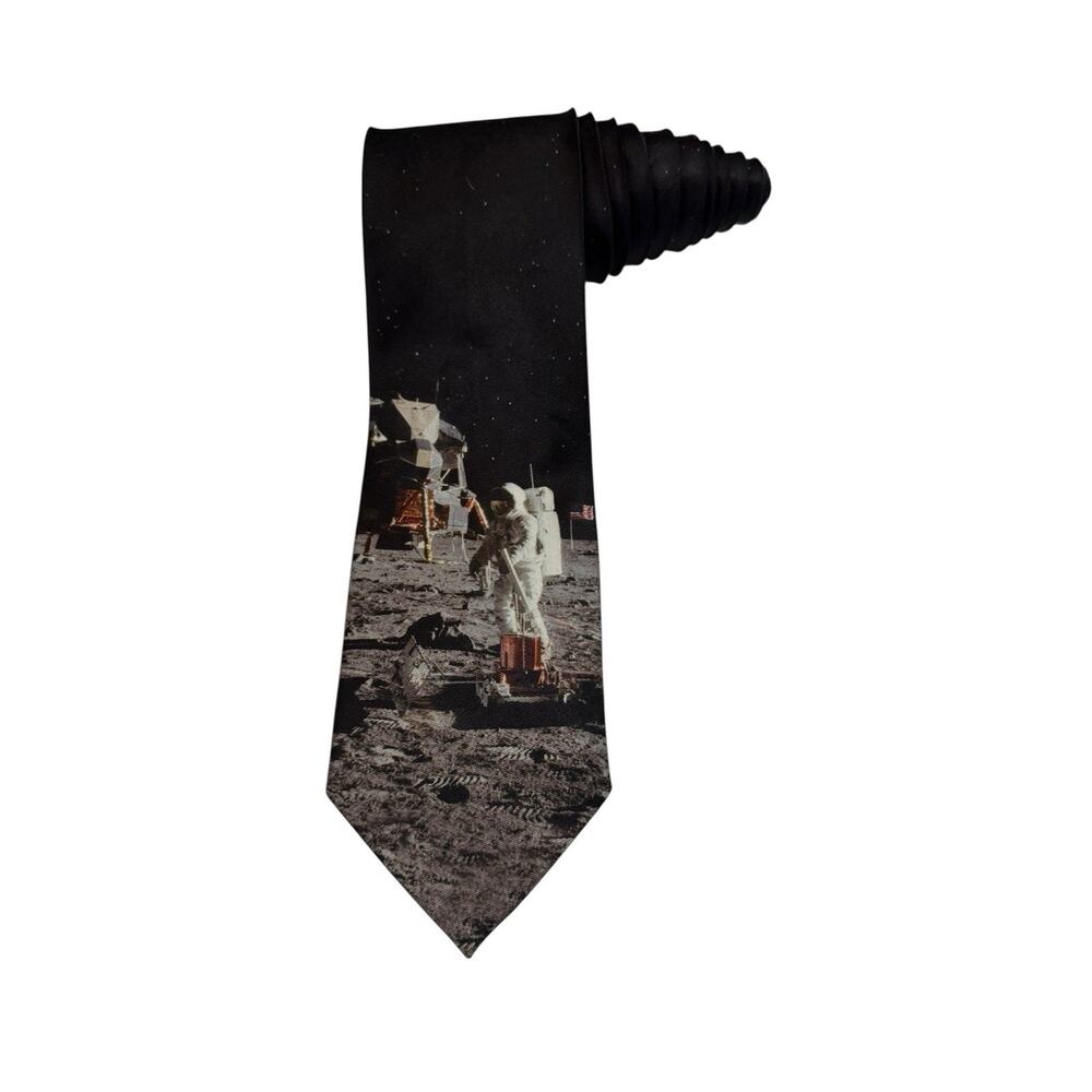 Lunar Landing Space Astronaut Moon Novelty Necktie Polyester Three Rooker